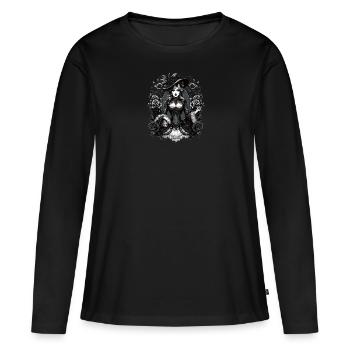 Viktorianische Schönheit: Eleganz in Schwarz-Weiß - Frauen Premium Bio Langarmshirt - Schwarz - Vorne - Julia (174cm)