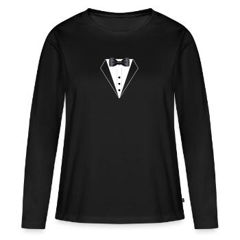 Smoking - T-shirt manches longues Premium bio Femme - noir - Devant - Julia (174cm)