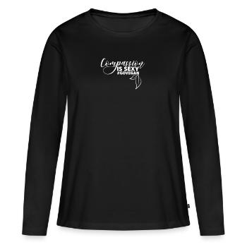 La compassion est Sexy Go Vegan - T-shirt manches longues Premium bio Femme - noir - Devant - Julia (174cm)