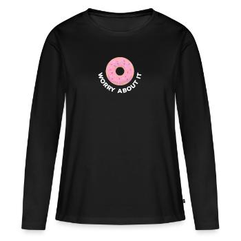Donuts s'inquiète - T-shirt manches longues Premium bio Femme - noir - Devant - Julia (174cm)