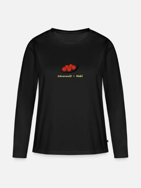 Schwarzwald Mädel - Bollen Hut - Frauen Premium Bio Langarmshirt - Schwarz