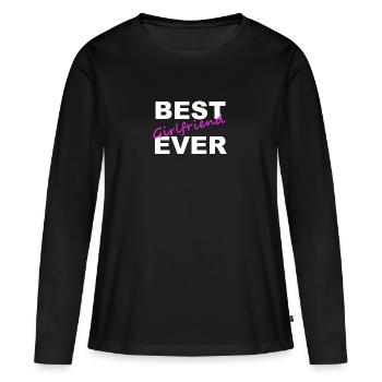 Meilleure amie jamais Petite amie T-shirt - T-shirt manches longues Premium bio Femme - noir - Devant - Julia (174cm)