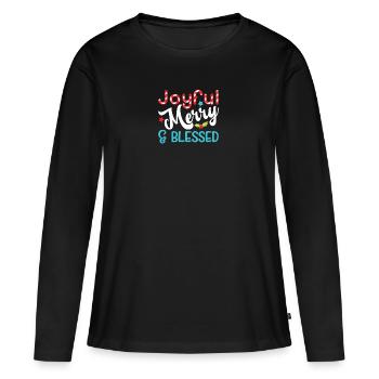 Joyeux joyeux et béni - T-shirt manches longues Premium bio Femme - noir - Devant - Julia (174cm)