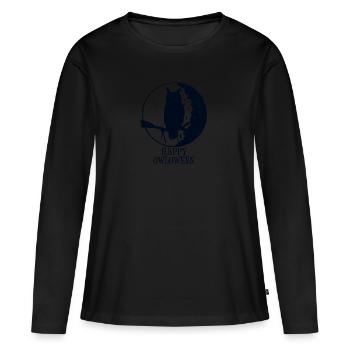 hibou de vacances heureux Owloween Happy Halloween - T-shirt manches longues Premium bio Femme - noir - Devant - Julia (174cm)
