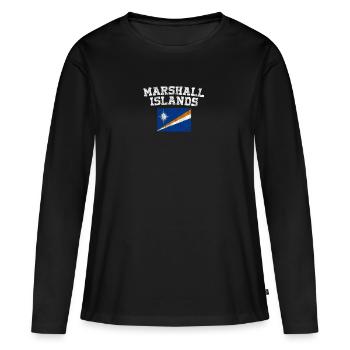 Drapeau Marshallais Shirt - Îles Marshall Vintage - T-shirt manches longues Premium bio Femme - noir - Devant - Julia (174cm)