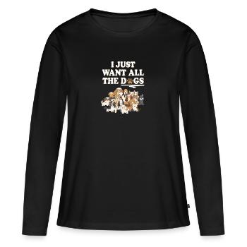 Caricature d'amour de chien - T-shirt manches longues Premium bio Femme - noir - Devant - Julia (174cm)