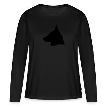 Berger Belge Malinois en profil (G) - T-shirt manches longues Premium bio Femme - noir - Devant - Julia (174cm)