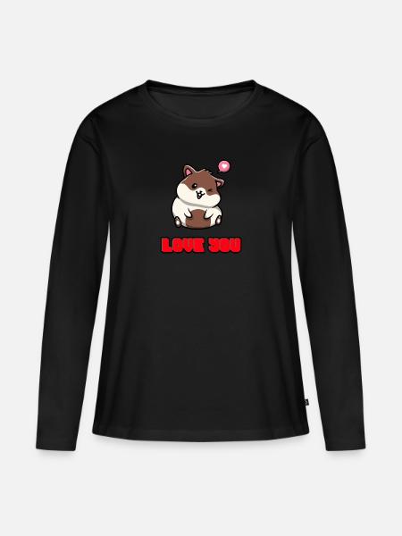 Ich liebe dich, Meerschweinchen - Frauen Premium Bio Langarmshirt - Schwarz