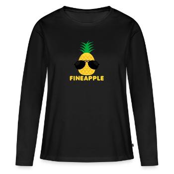 Frucht / Früchte: Fineapple - Pineapple - Ananas - Frauen Premium Bio Langarmshirt - Schwarz - Vorne - Julia (174cm)