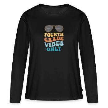 Fourth Grade Vibes Seulement 1st Grade Groovy Kids - T-shirt manches longues Premium bio Femme - noir - Devant - Julia (174cm)