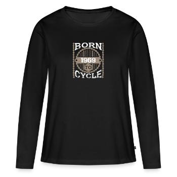 né à vélo moutainbike vélo 1969 - T-shirt manches longues Premium bio Femme - noir - Devant - Julia (174cm)