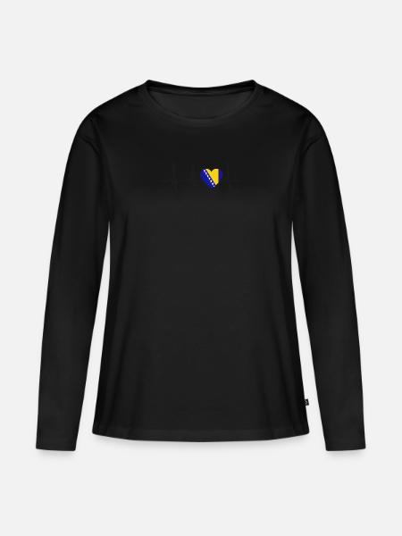 I LOVE ekg heartbeat Bosnien Bosnia - Premium økologisk langærmet T-shirt til kvinder - sort