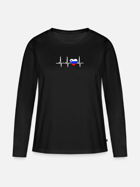 I LOVE ekg heartbeat SLOWENIEN Slovenia - Frauen Premium Bio Langarmshirt - Schwarz