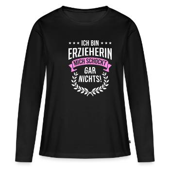 Je suis un éducateur, je ne suis pas choqué - T-shirt manches longues Premium bio Femme - noir - Devant - Julia (174cm)