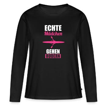Rudern Mädchen Ruderer Ruder Geschenk - Frauen Premium Bio Langarmshirt - Schwarz - Vorne - Julia (174cm)