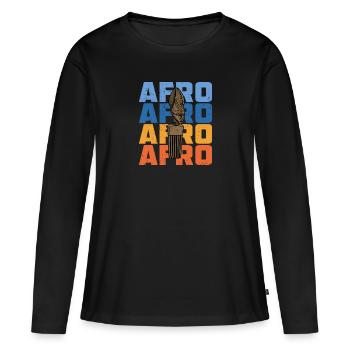 Frisur Kultur Afrika Afro Geschichte Afrikanische - Frauen Premium Bio Langarmshirt - Schwarz - Vorne - Julia (174cm)