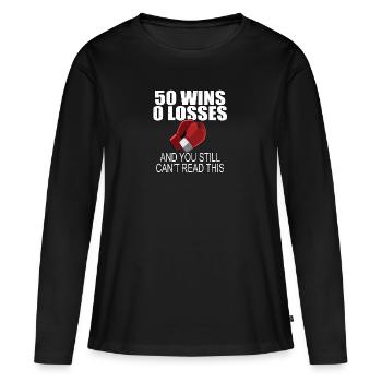 50 Victoires 0 Défaites boxe drôle T-shirt - T-shirt manches longues Premium bio Femme - noir - Devant - Julia (174cm)