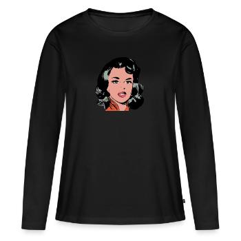 femme Pop Art - T-shirt manches longues Premium bio Femme - noir - Devant - Julia (174cm)