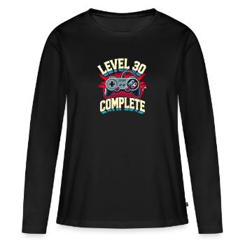 Level 30 Completed 🎮🎉 - Birthday - Women's Premium Organic Long Sleeve Shirt - black - Front - Julia (174cm)