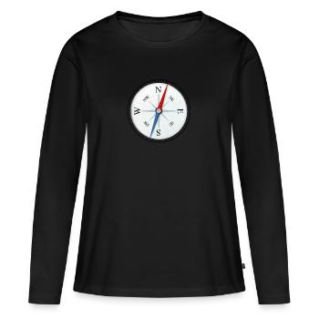 Kompass - Frauen Premium Bio Langarmshirt - Schwarz - Vorne - Julia (174cm)