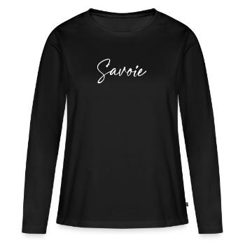 Savoie typographie - T-shirt manches longues Premium bio Femme - noir - Devant - Julia (174cm)