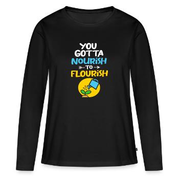 Positivité corporelle - T-shirt manches longues Premium bio Femme - noir - Devant - Julia (174cm)