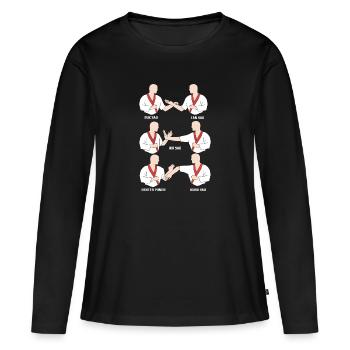 Wing Chun - T-shirt manches longues Premium bio Femme - noir - Devant - Julia (174cm)