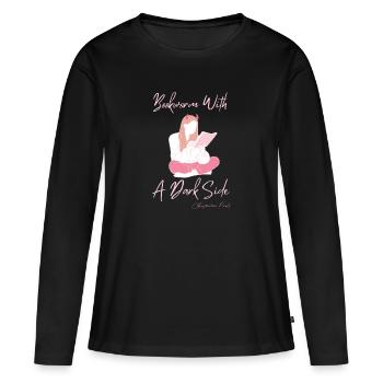 Bookworm (pink) - Women's Premium Organic Long Sleeve Shirt - black - Front - Julia (174cm)