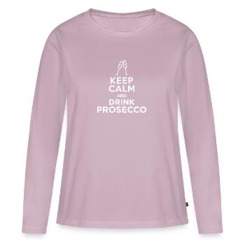 ok keepcalm prosecco - T-shirt manches longues Premium bio Femme - rose poudré - Devant - Julia (174cm)