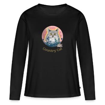 Country Cat - Women's Premium Organic Long Sleeve Shirt - black - Front - Julia (174cm)