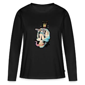 Crâne pour le jeu - T-shirt manches longues Premium bio Femme - noir - Devant - Julia (174cm)