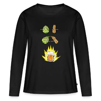 Bier Fusion Hopfen Malz Anime Manga Biertrinker - Frauen Premium Bio Langarmshirt - Schwarz - Vorne - Julia (174cm)