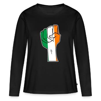 Irland - Frauen Premium Bio Langarmshirt - Schwarz - Vorne - Julia (174cm)