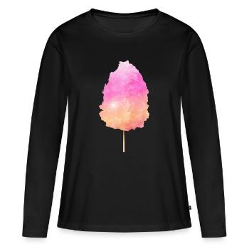 Barbe à papa moelleuse avec un dégradé coloré - T-shirt manches longues Premium bio Femme - noir - Devant - Julia (174cm)