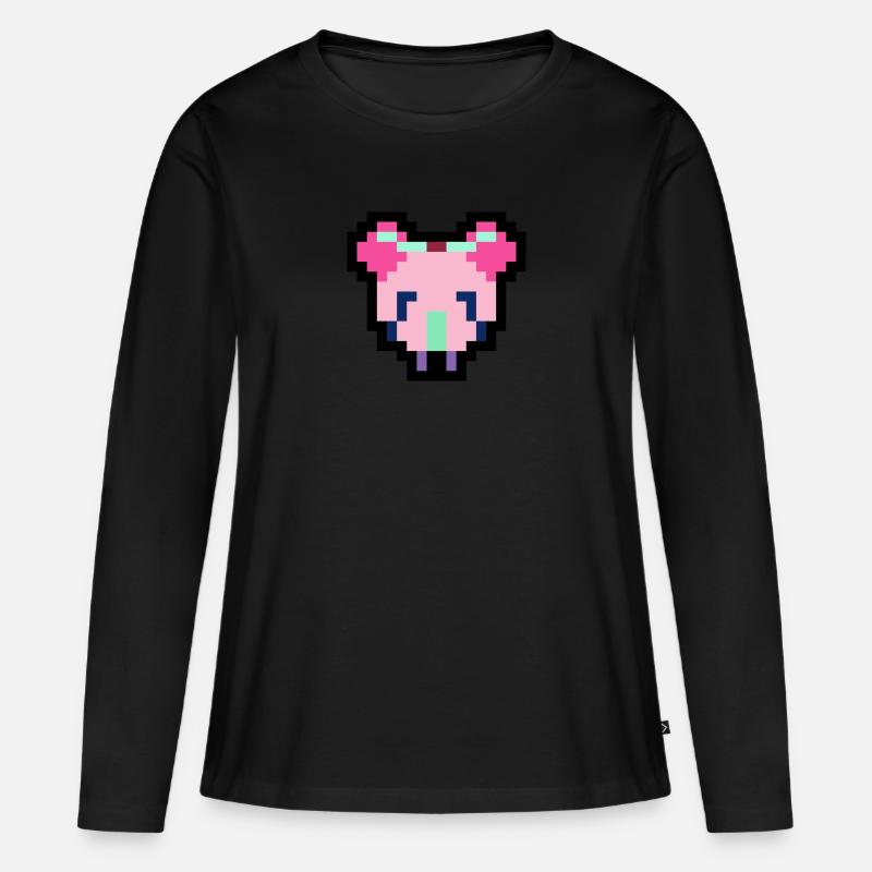 Pixel Maus - Frauen Premium Bio Langarmshirt - Schwarz