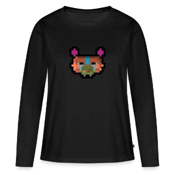 Pixel Katze - Frauen Premium Bio Langarmshirt - Schwarz - Vorne - Julia (174cm)