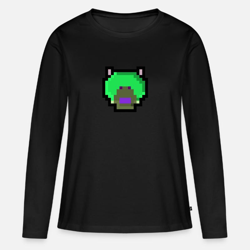 Pixel Bär - Frauen Premium Bio Langarmshirt - Schwarz