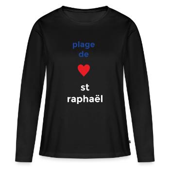 Un amour sincère pour la Plage de Saint-Raphaël - T-shirt manches longues Premium bio Femme - noir - Devant - Julia (174cm)
