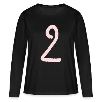 Chiffre 2 - T-shirt manches longues Premium bio Femme - noir - Devant - Julia (174cm)