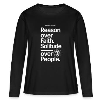 La raison avant la foi La solitude plutôt que les gens - T-shirt manches longues Premium bio Femme - noir - Devant - Julia (174cm)
