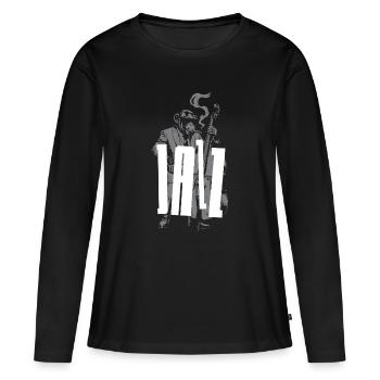 Singe jouant du jazz - T-shirt manches longues Premium bio Femme - noir - Devant - Julia (174cm)
