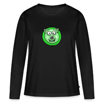 vert porc - T-shirt manches longues Premium bio Femme - noir - Devant - Julia (174cm)