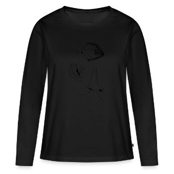 Nez oreille oeil cadeau idée organes - T-shirt manches longues Premium bio Femme - noir - Devant - Julia (174cm)