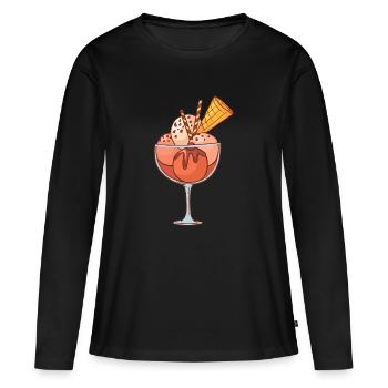Crème glacée, crème glacée, crème glacée, crème glacée, boule, crème glacée, sundae - T-shirt manches longues Premium bio Femme - noir - Devant - Julia (174cm)