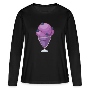 Crème glacée, crème glacée, crème glacée, crème glacée, boule, crème glacée, sundae - T-shirt manches longues Premium bio Femme - noir - Devant - Julia (174cm)