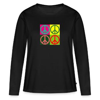 Pop Art / Graphic Novel: signe de paix - Hippies - 60s 70s - T-shirt manches longues Premium bio Femme - noir - Devant - Julia (174cm)