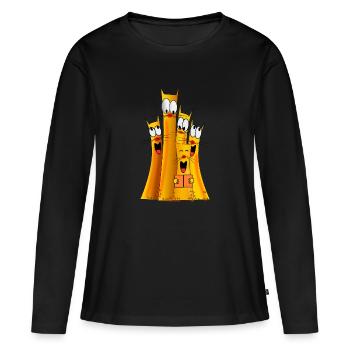 bande de chat - T-shirt manches longues Premium bio Femme - noir - Devant - Julia (174cm)
