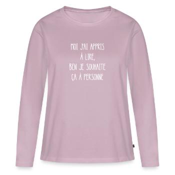 je souhaite ça à personne - T-shirt manches longues Premium bio Femme - rose poudré - Devant - Julia (174cm)