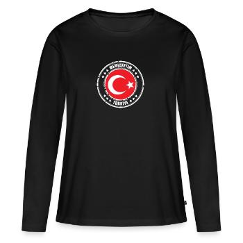 Memleketim Türkiye - T-shirt manches longues Premium bio Femme - noir - Devant - Julia (174cm)