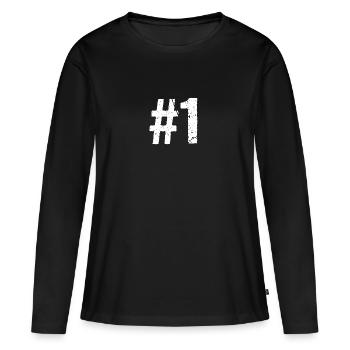 Teamplayer Hashtag Nummer 1 Eins Mannschaft - Frauen Premium Bio Langarmshirt - Schwarz - Vorne - Julia (174cm)